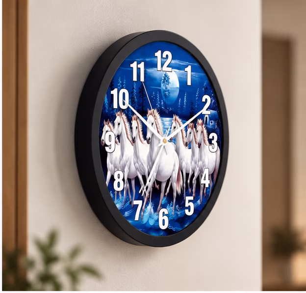 Moonlit Seven Horses Wall Clock - Thumbnail 2