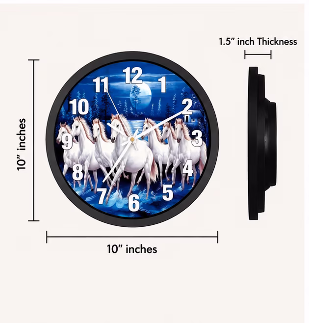 Moonlit Seven Horses Wall Clock - Thumbnail 3
