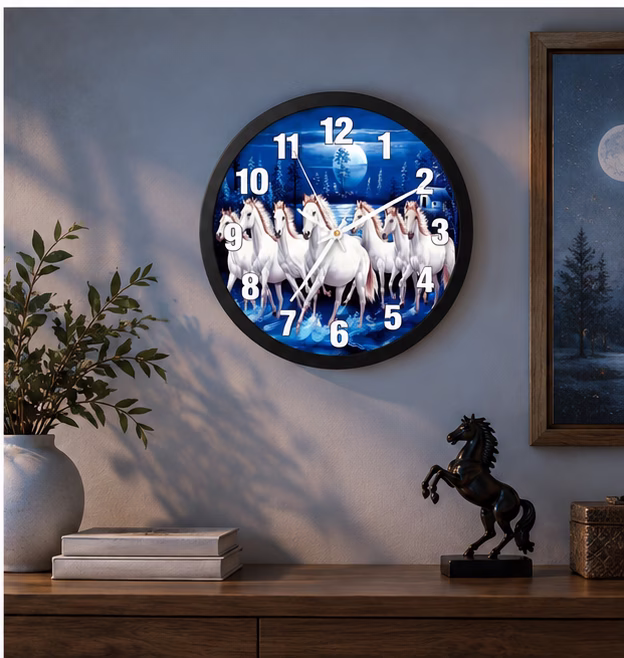 Moonlit Seven Horses Wall Clock - Thumbnail 4